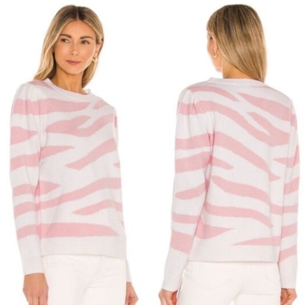 Milly Zebra Print Sweater Pink Wool Cashmere Blend Size Medium